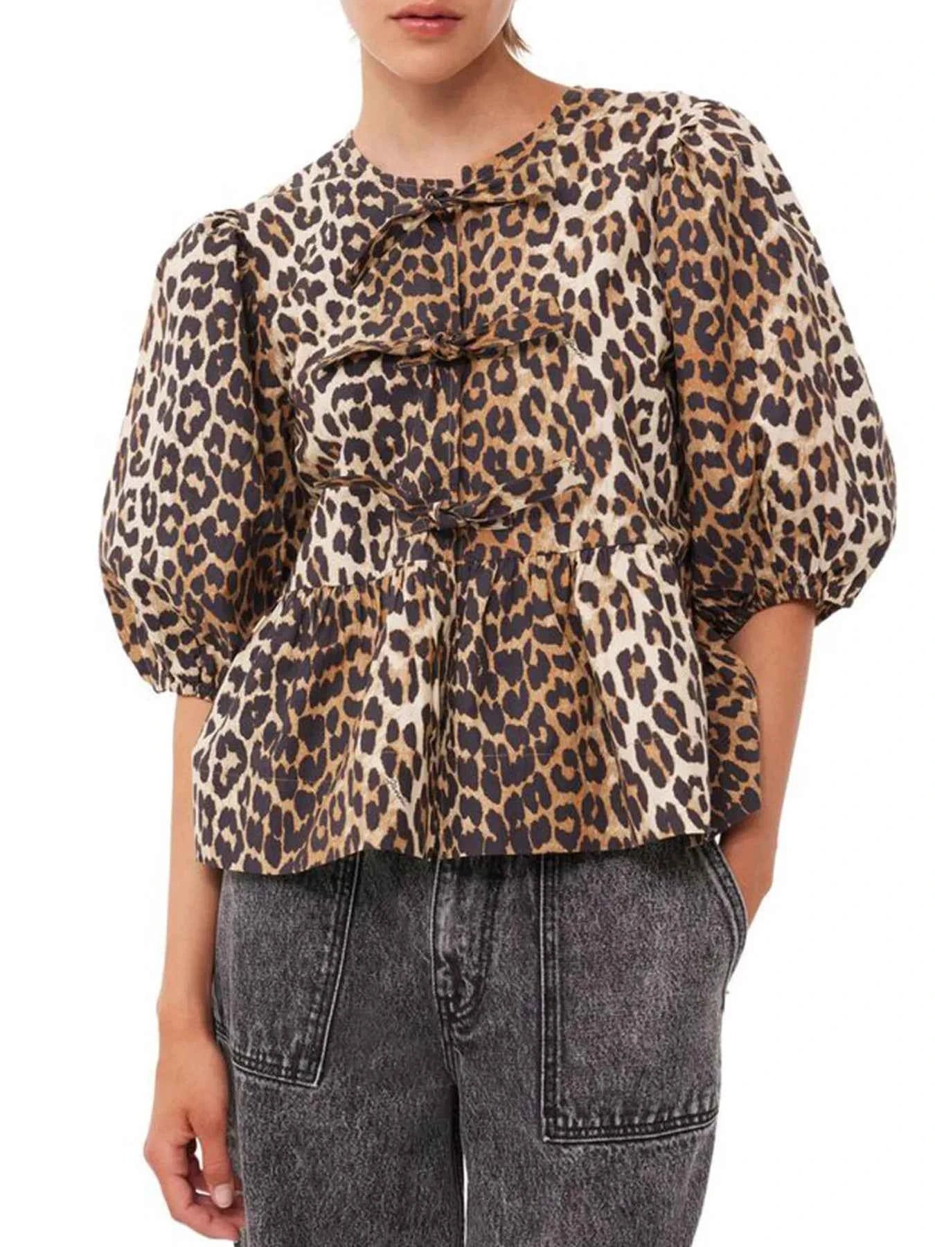 Puff Sleeve Bow Tie Blouse ba082d864bee40ad852041c769dc6580-Max-Origin