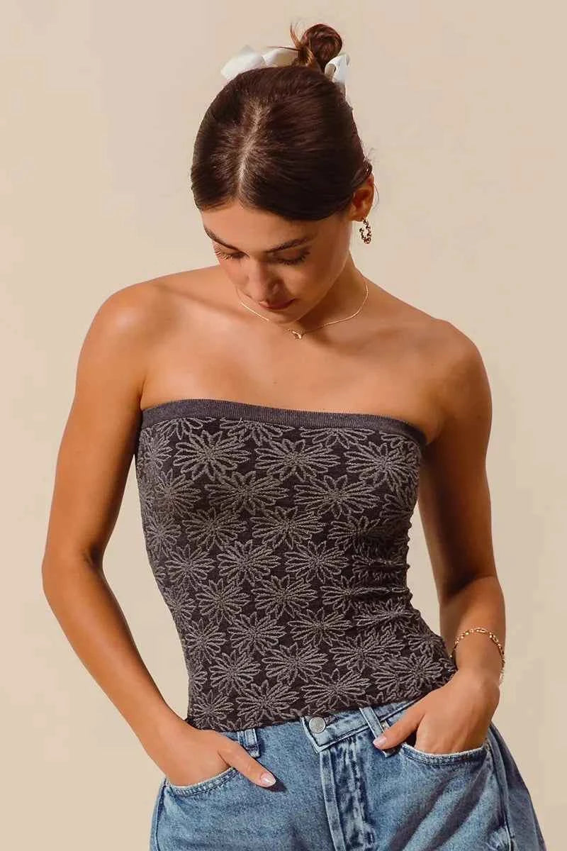 SO ME Jacquard Floral Two Tone Seamless Tube Top ba1d033f12004c269ba15da6cf1797f0-Max-Origin