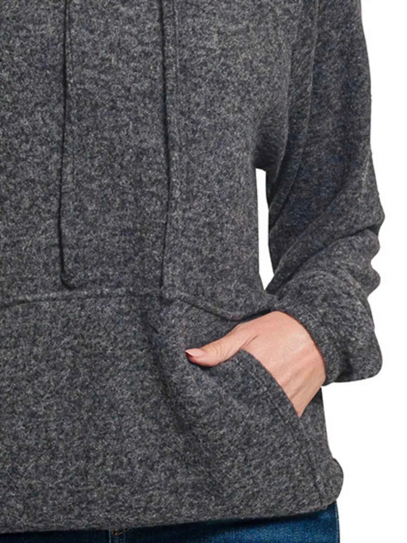 Zenana Brushed Hacci Melange Hooded Sweater ba24bc93-233f-471c-9d7d-a775c18710c0-Max-Origin