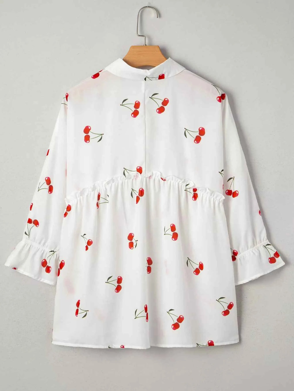 Cherry Print Flounce Sleeve Collared Frilled Babydoll Blouse ba3a5307caf84cfdae1734918da86734-Max-Origin