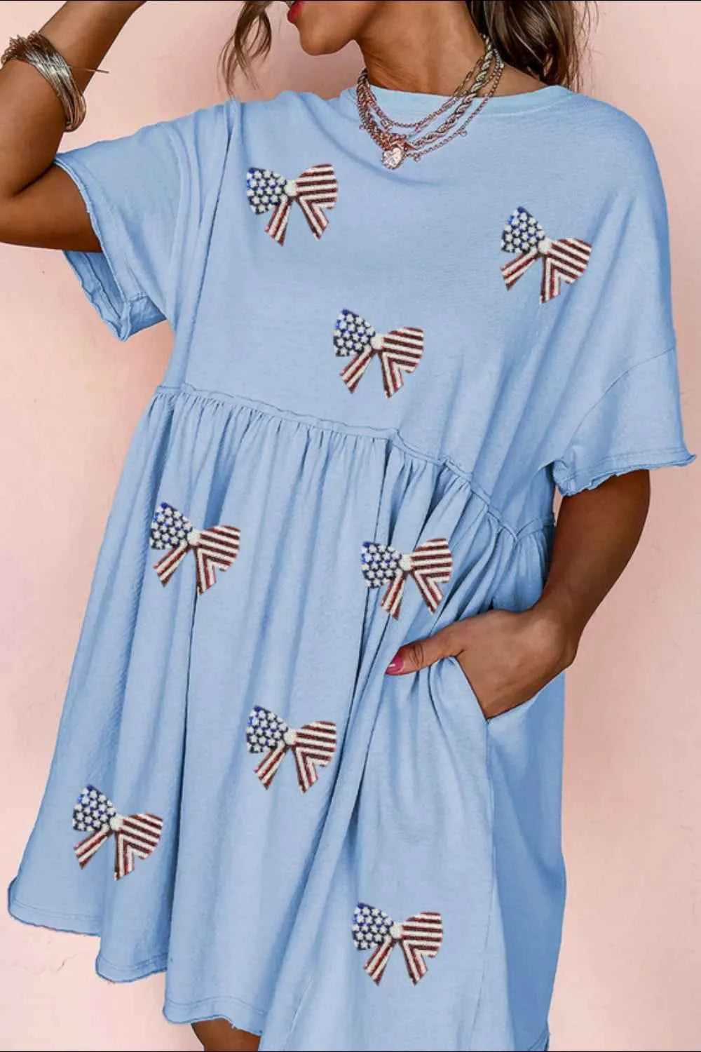 American Flag Bow Print Casual Dress ba49cce3-f0d9-4d30-86c1-451aece38cdc-Max-Origin