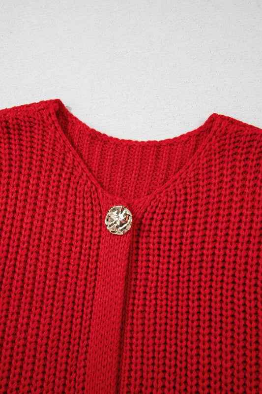 Solid Textured Buttoned Oversized Sweater Vest ba4aa93a-4ec5-4c22-bb5c-690afaa383c8