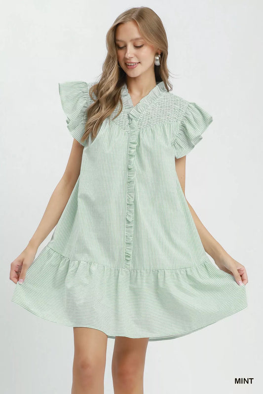 Stripe Smocked Yoke Ruffle Dress MINT ba4d50ee-ab8f-4d3a-a642-45cf9cf90d1c-Max-Origin