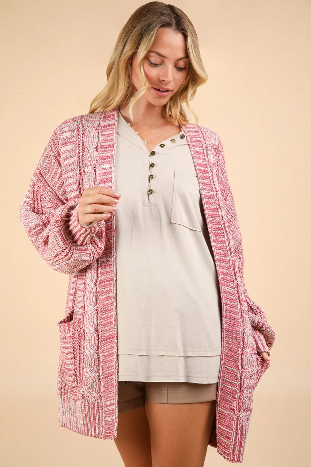 VERY J Cable Knit Open Front Cardigan ba646610-bdc3-4dc3-9ac2-f0a101e01eb4-Max