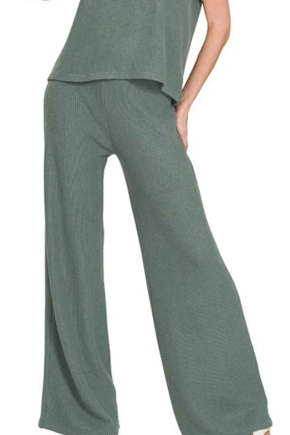 Zenana Rolled Sleeve Top and Pants Sweater Set ba6f6c9f-48ec-450d-a054-24a8a52f0052-Max-Origin