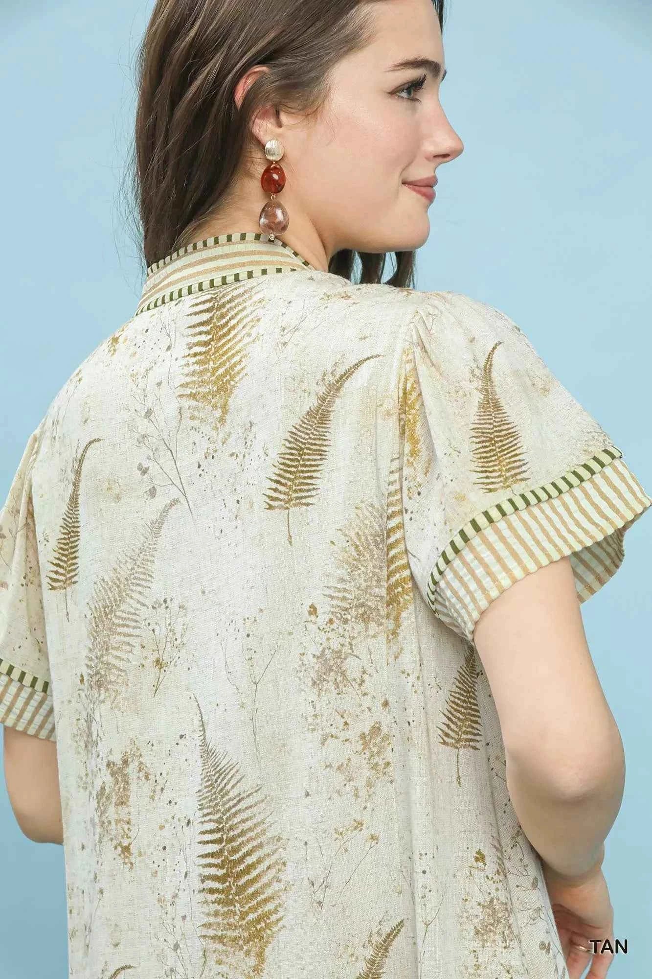 Umgee Linen Printed Button-Front Tiered Mini Dress ba7840ff-699b-4810-a256-62385a87e907-Max-Origin