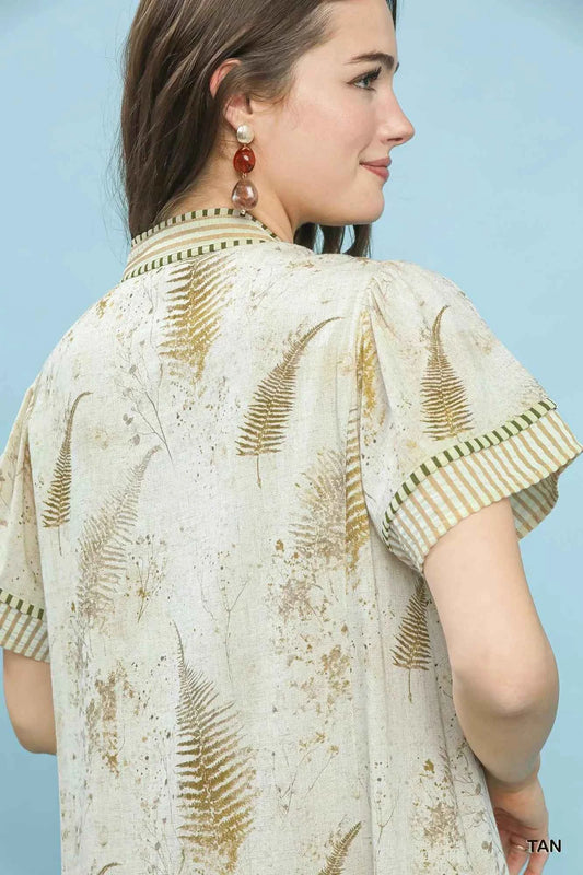 Linen Printed Button-Front Tiered Mini Dress ba7840ff-699b-4810-a256-62385a87e907-Max-Origin