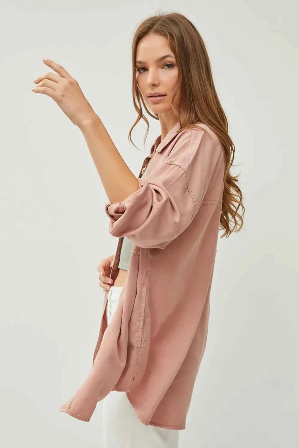 RISEN Full Size Button Up Long Sleeve Denim Shirt ba84d0c2-1c4e-4cce-884d-2d8d40fbcfdc-Max