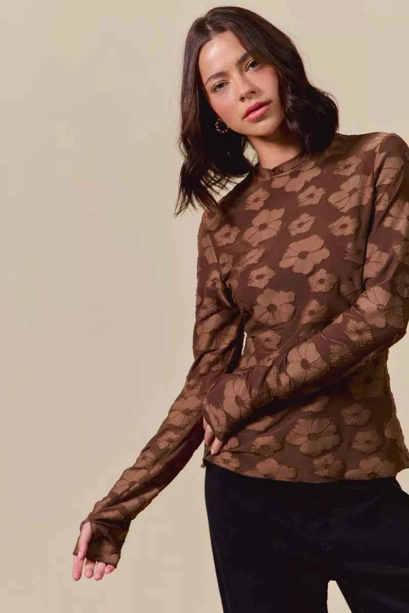 SO ME Stretched Jacquard Casual Tops with Thumb Opening ba85cf7e03454cae8b6c17c938832fee-Max-Origin