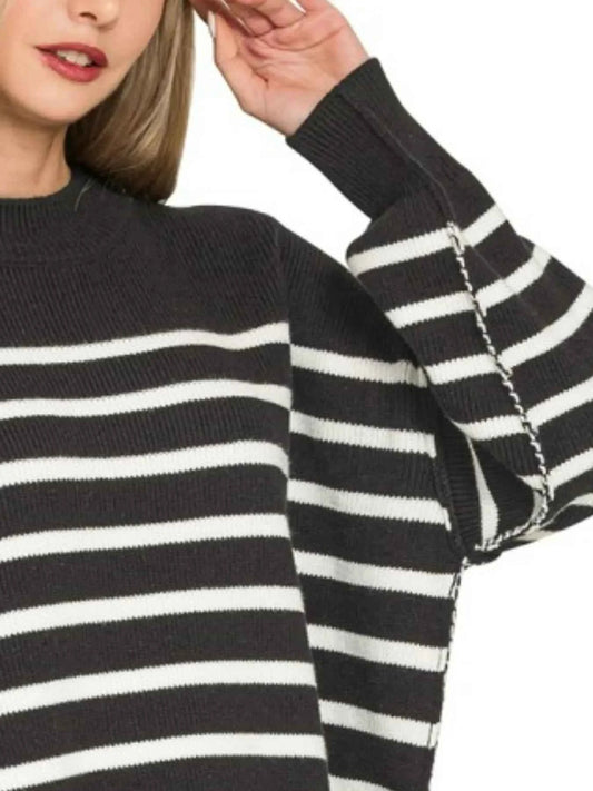 Exposed Seam Striped Oversized Sweater ba89c6cd-c439-4881-b01b-a81a4a90e032-Max-Origin