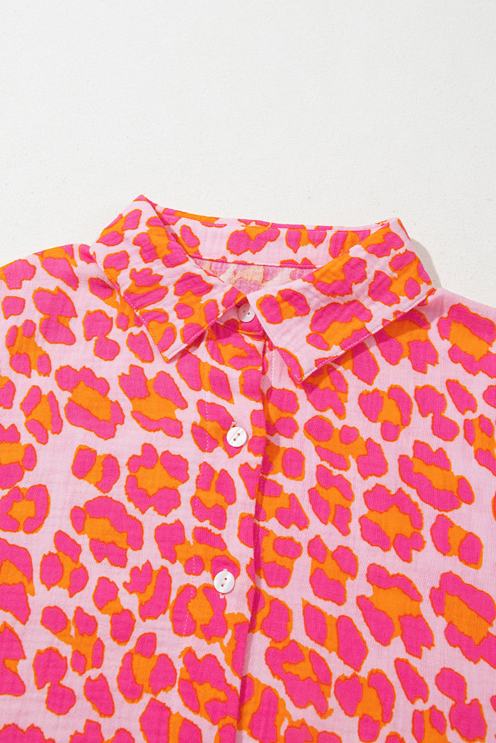 Rose Leopard Print Button-Up Crinkle Shirt ba95d024760ba92a