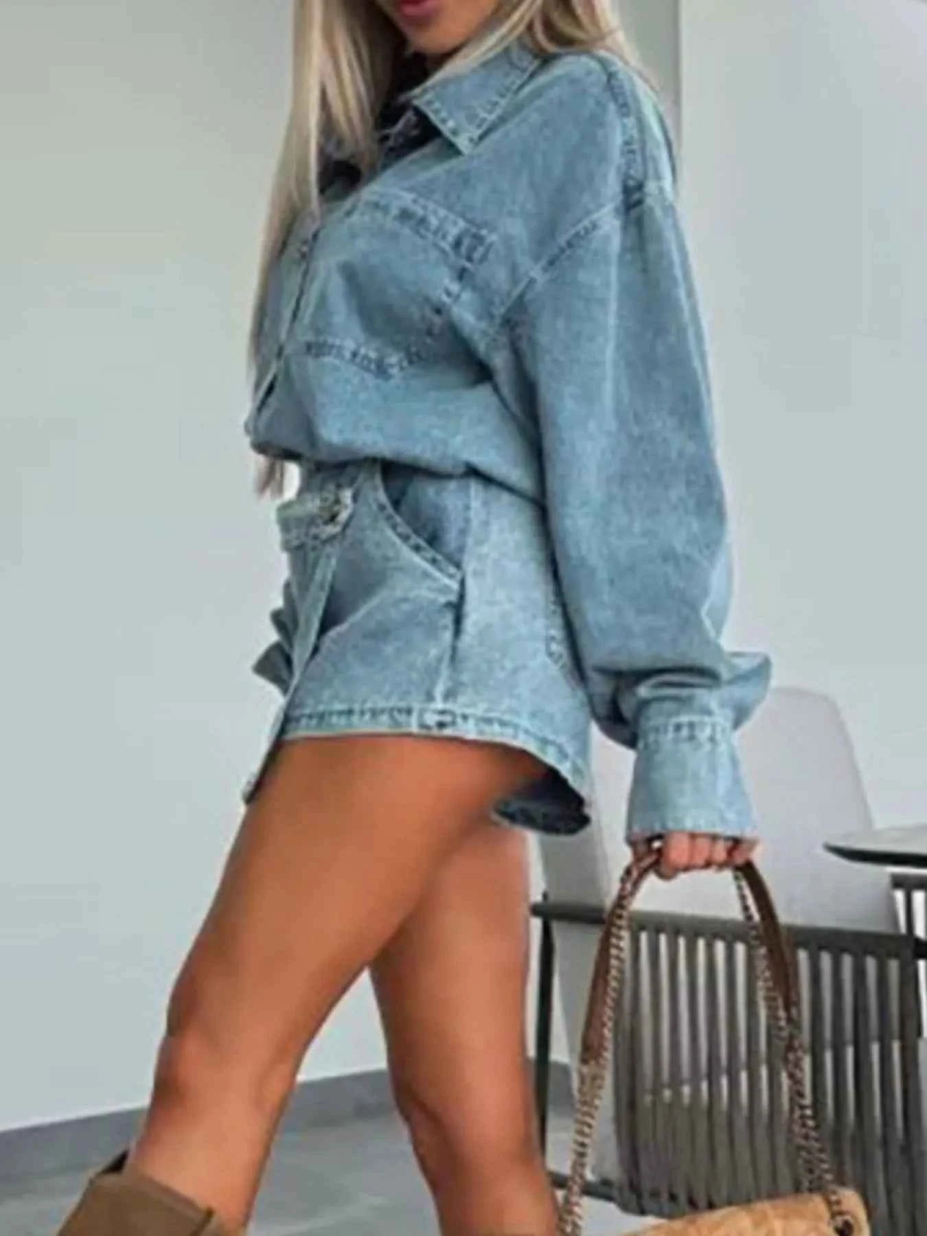 Button-Front Shirt and Mini Skirt Oversized Denim Set baa0dc31-c6e2-4661-896a-10245e905a95-Max-Origin