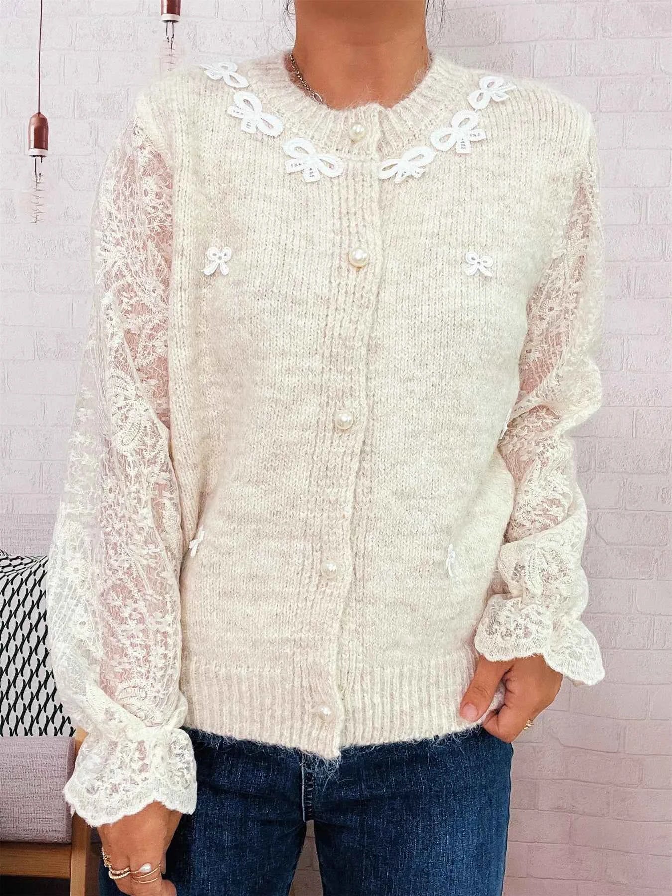 Lace Sleeve Button-Up Cardigan baacf1e408e34a91a1b1ead3128909d0-Max-Origin