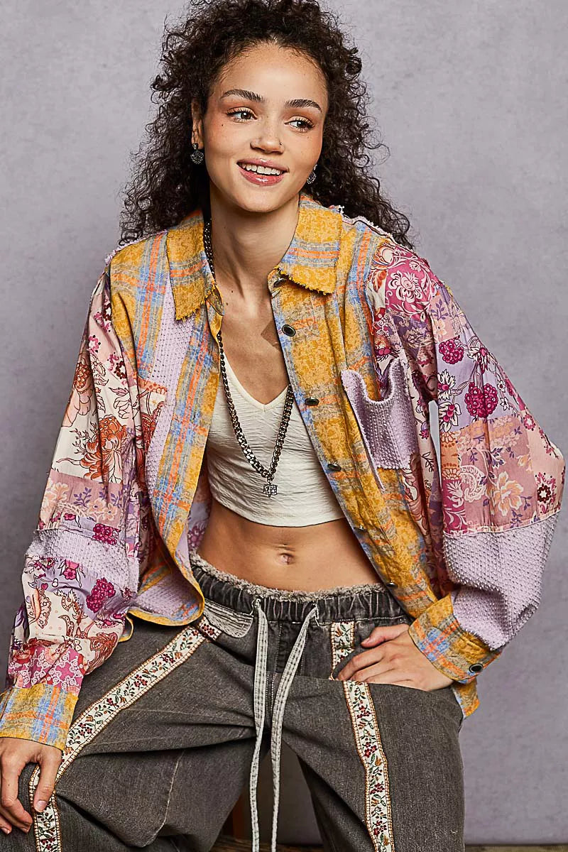 POL Printed Button Down Long Sleeve Exposed Seam Shirt bab8ef59-07ab-4e8c-9f25-edc812f0b945-Max-Origin