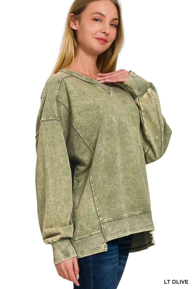 Zenana French Terry Acid Wash Pullover babc0d8fdfb14ad4a4976159dbc50e5c-Max-Origin