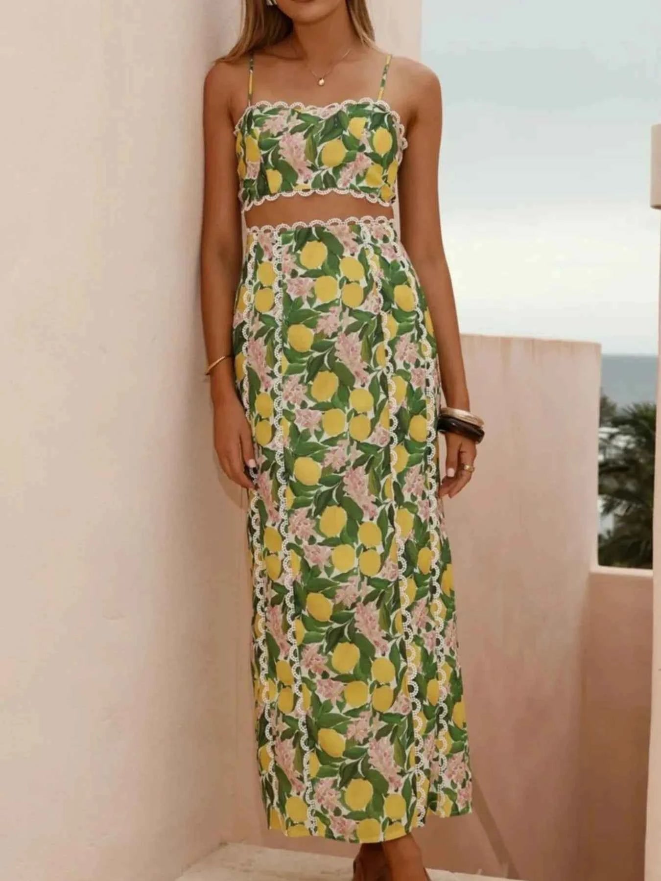 Printed Cami and Maxi Skirt Set Green Flower bac49bb2-93ac-4fc3-9d1e-edaa76897a46-Max-Origin
