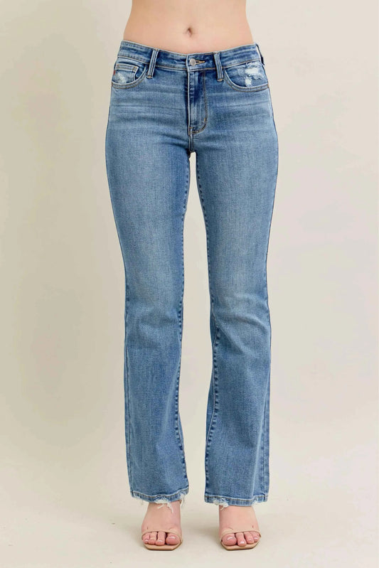Judy Blue Full Size Mid Rise Wash Destroy Hem Bootcut Jeans Plus Size bac7e02ef7964ed9bd61ac9a665df64e-Max-Origin
