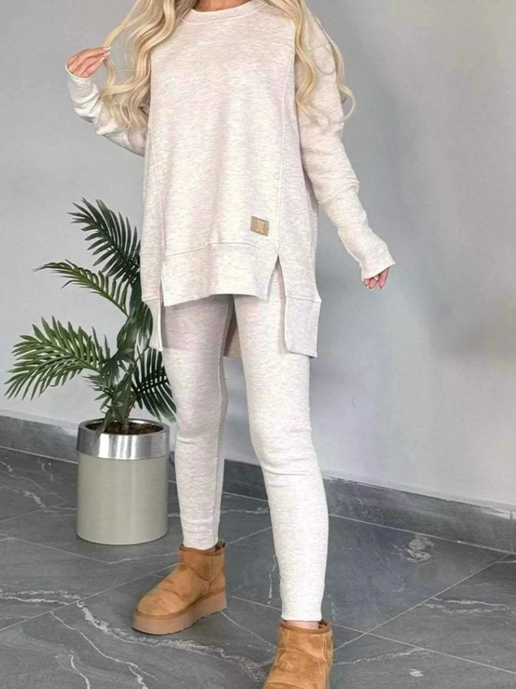 Full Size Slit Round Neck Top and Pants Set Plus Size bac897f18bec4102a12c28278ecf47ce-Max-Origin