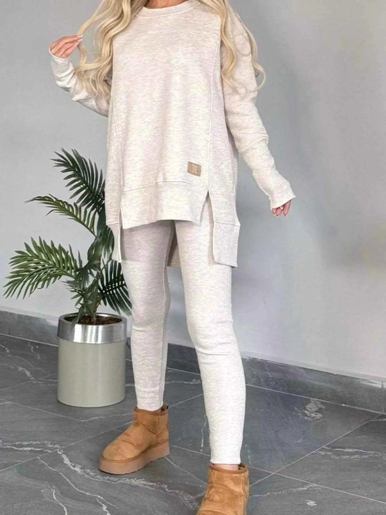 Full Size Slit Round Neck Top and Pants Set Plus Size bac897f18bec4102a12c28278ecf47ce-Max-Origin