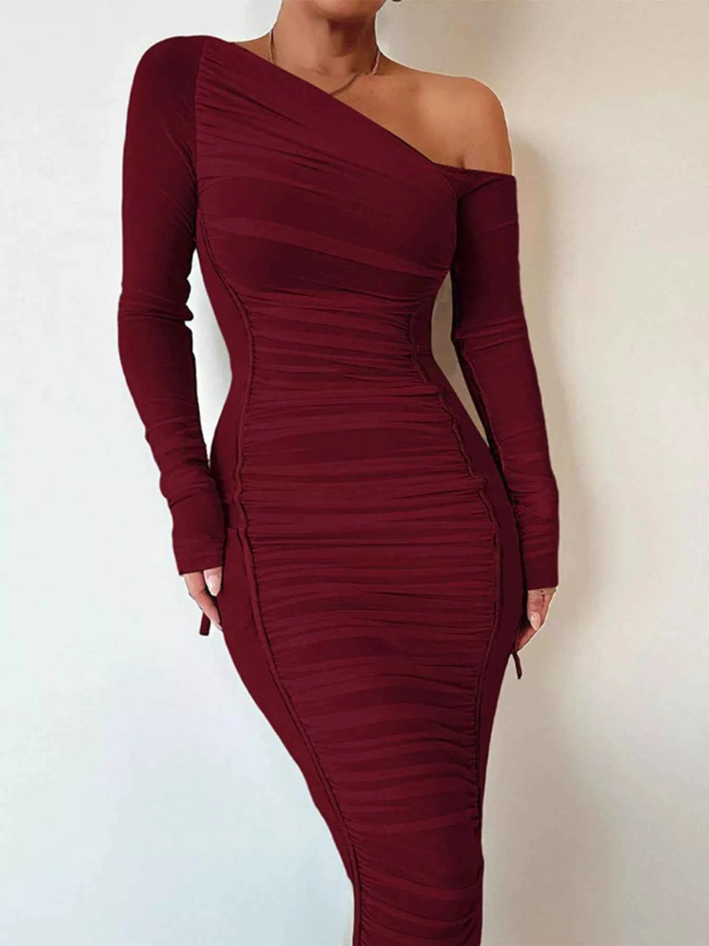 One-Shoulder Ruched Bodycon Midi Dress bad00927-0b54-4da8-a281-071b029e7568-Max-Origin