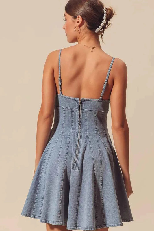 A Line Fit and Flare Denim Mini Dress bad565446a5a43f7bb8ad13a2f319b34-Max-Origin