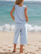 Striped Sleeveless Top and Cropped Pants Set bad7e6064d0b44698b77a3b0135ab6c5-Max-Origin