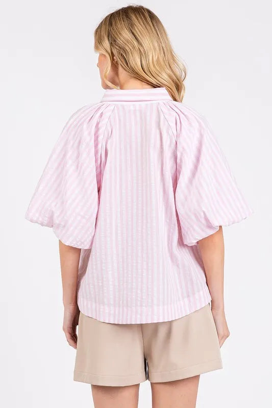 Mittoshop Button Down Striped Puff Sleeve Shirt baecb395-0073-406c-b6fd-be44211d1c4d-Max