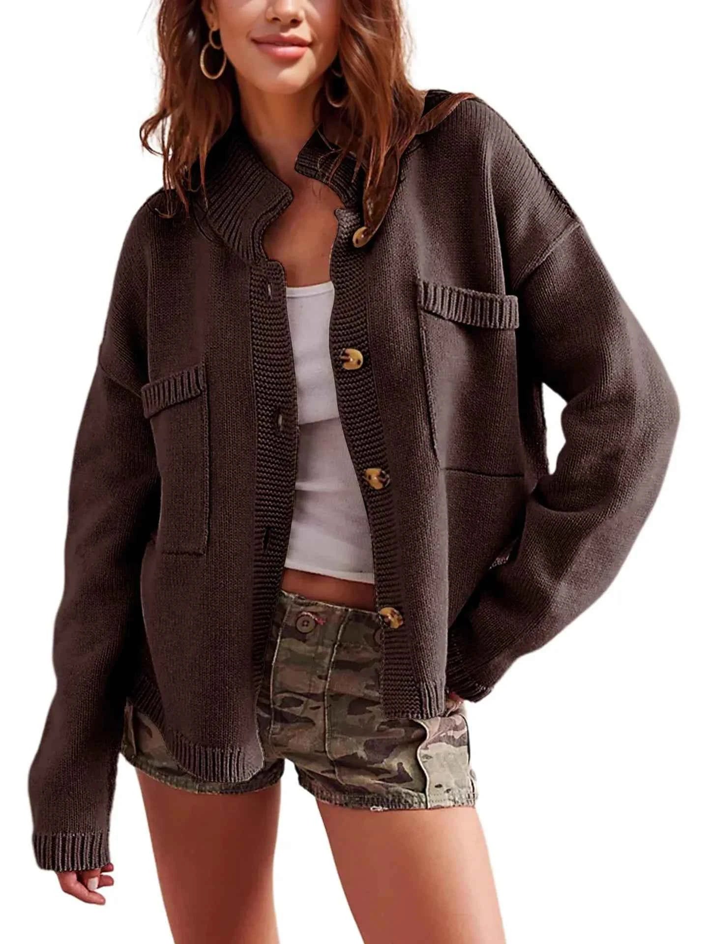 Ribbed Hem Button Up Cardigan baed3b73-f1ad-400f-8824-7f4999b5d965-Max-Origin