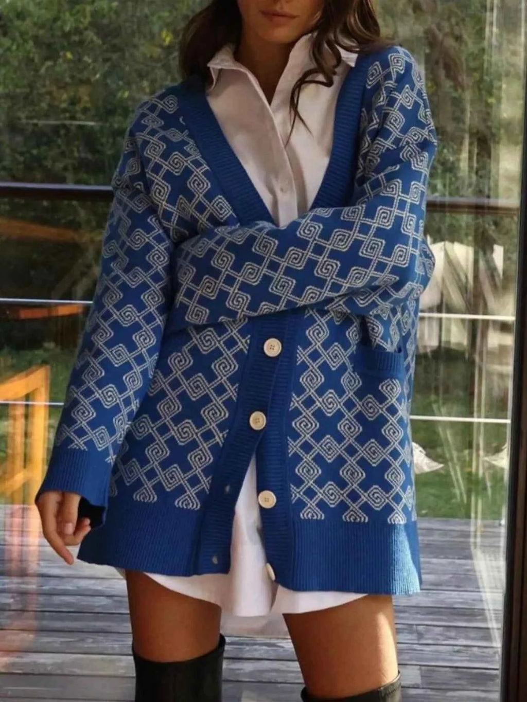 Geometric Pattern Button-Down Cardigan baf308c0-1b93-4093-b628-fef5e6a53c48-Max-Origin