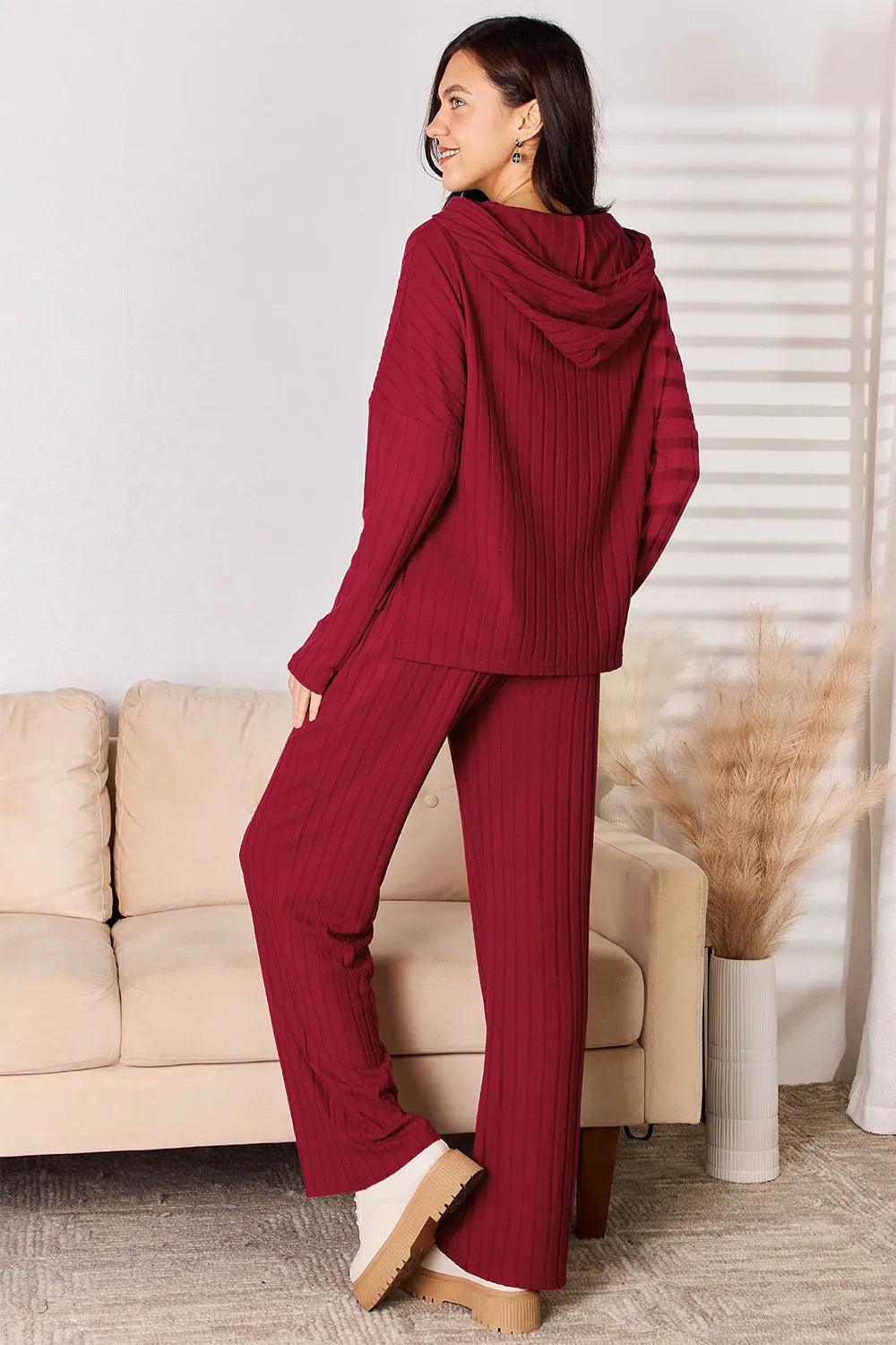 Basic Bae Full Size Ribbed Drawstring Hooded Top and Straight Pants Set bb049291-923d-43e4-8069-9d1d891c7915-Max