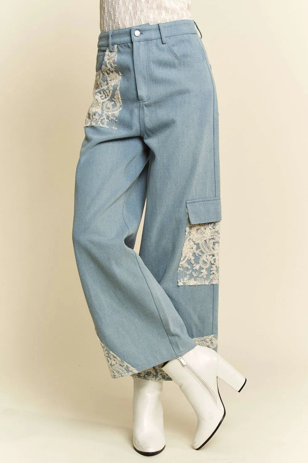Davi & Dani Lace Applique Wide Leg Jeans bb168558-81a2-4ad5-afc8-67c13356f258-Max