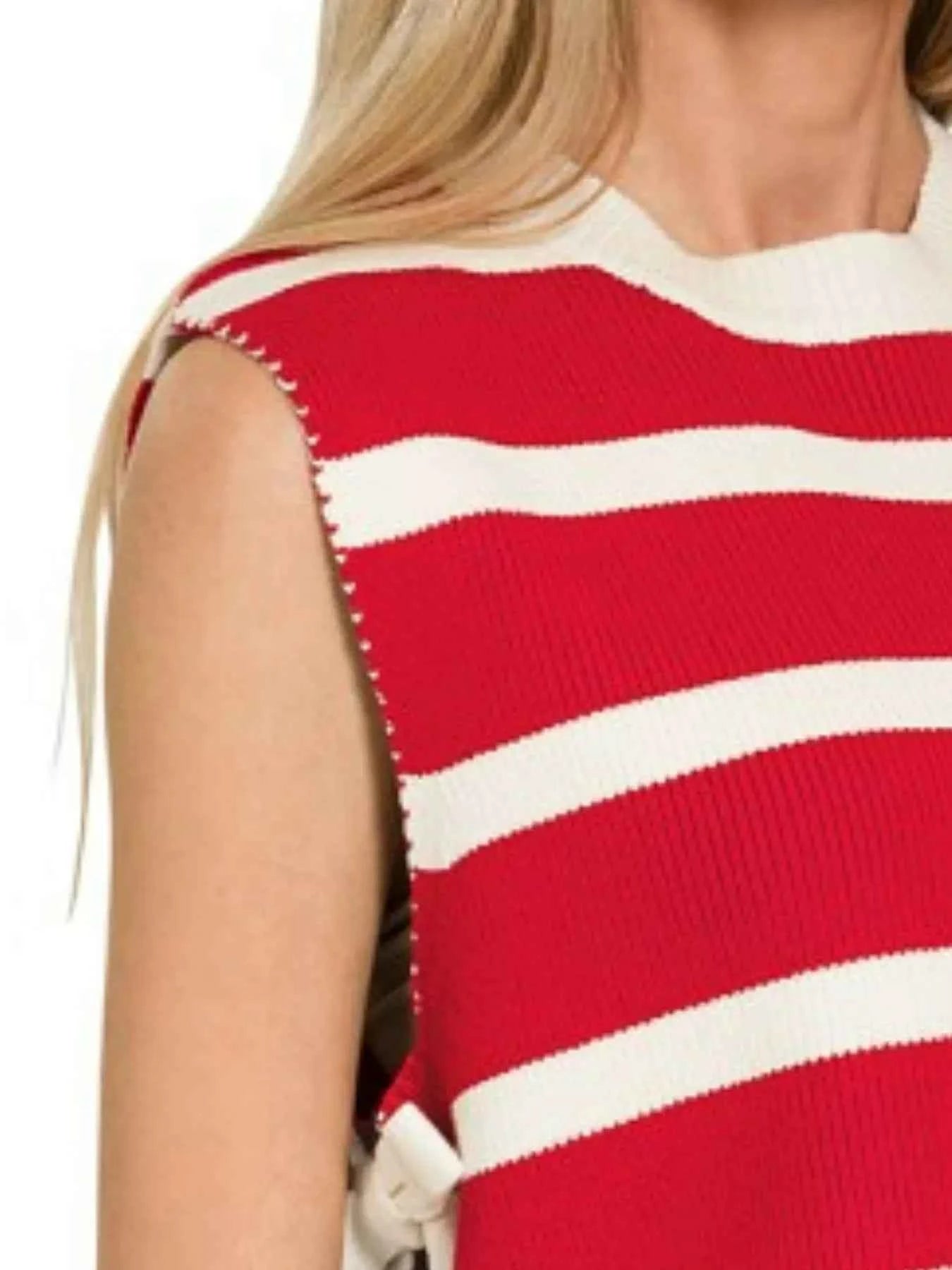 Zenana Side Tie Stripe Sweater Vest bb16f972-d225-47e0-ba71-d7d6ea9c0a46-Max-Origin