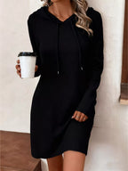 Drawstring Hooded Long Sleeve Mini Dress Black bb2040512cd64b7b8db608818ea8585a-Max-Origin