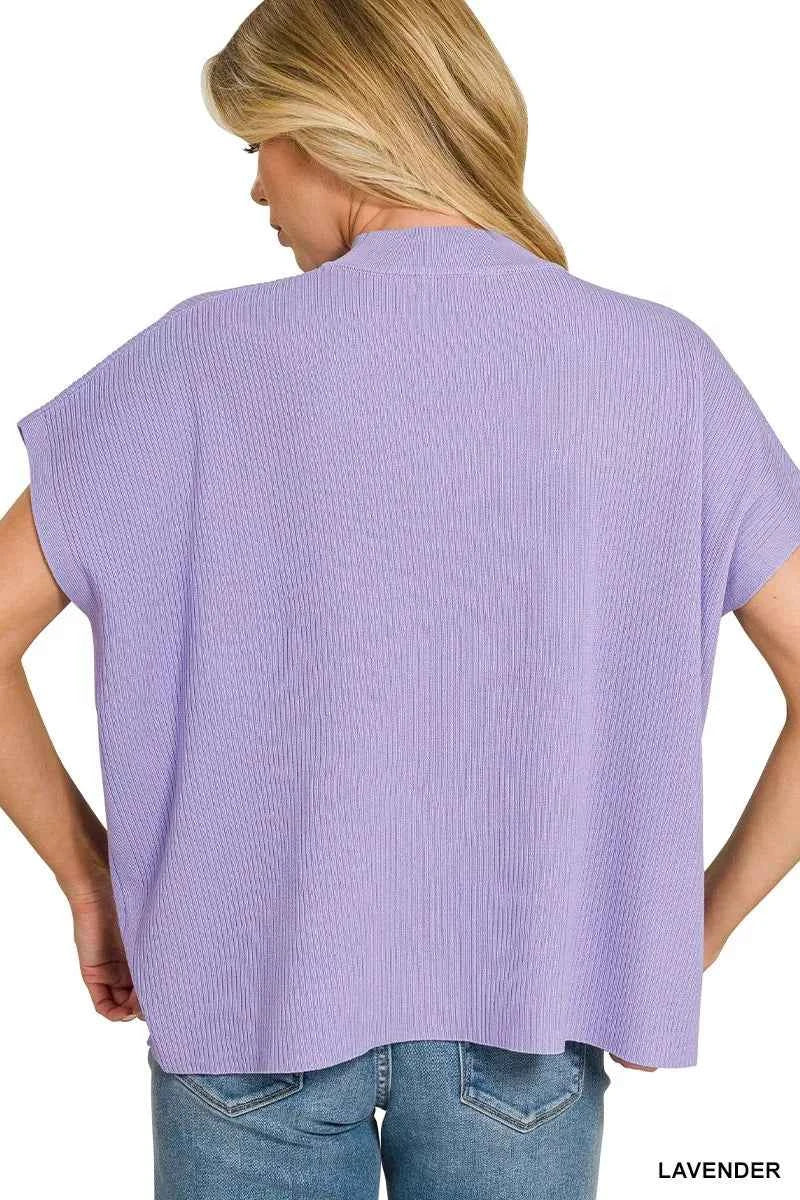 Zenana Viscose Mock Neck Short Sleeve Boxy Sweater bb2754fdaacc4b7fa8aef9cc7b73a9f7-Max-Origin
