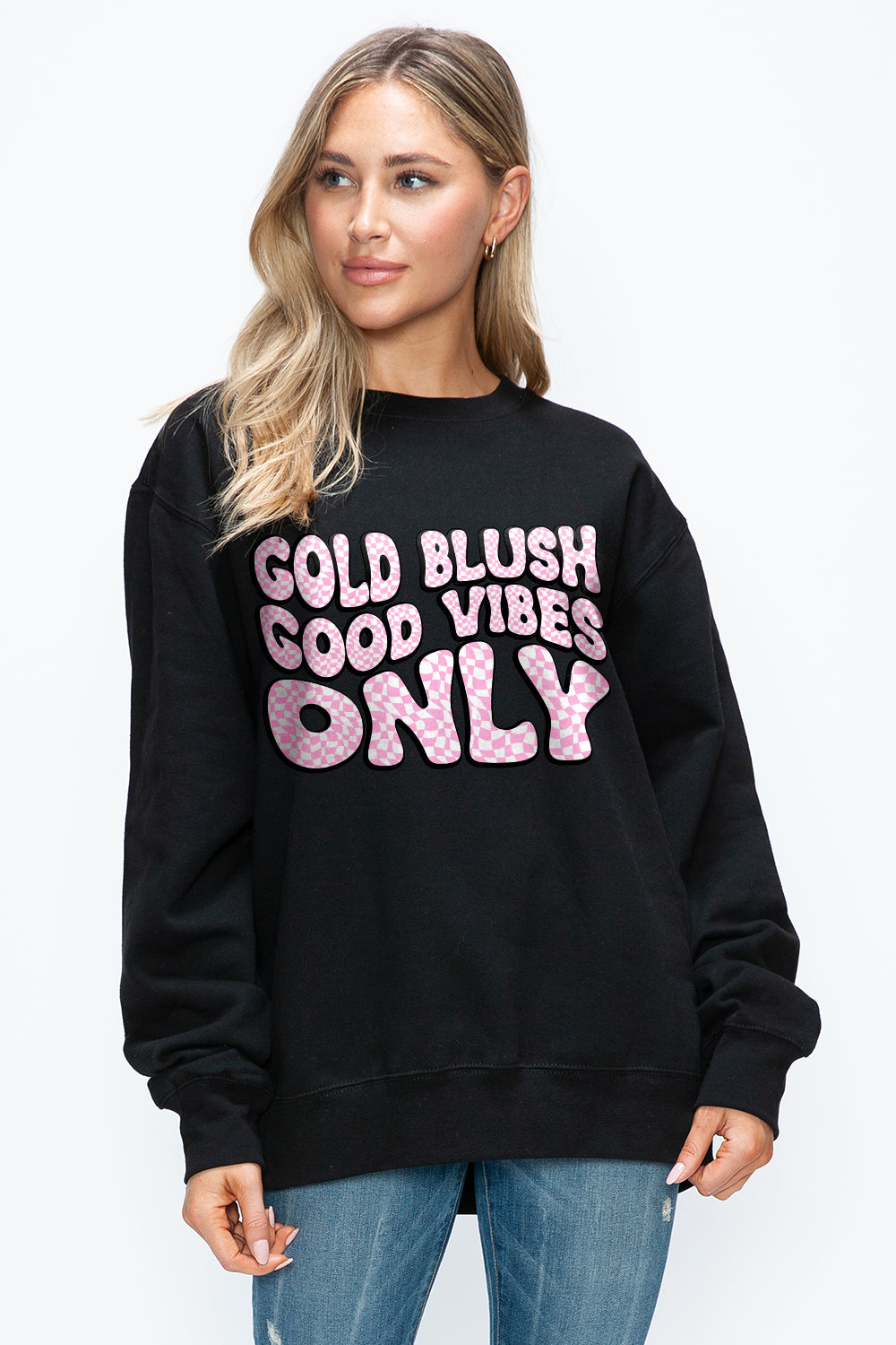 Simply Love Full Size Letter Graphic Round Neck Long Sleeve Sweatshirt