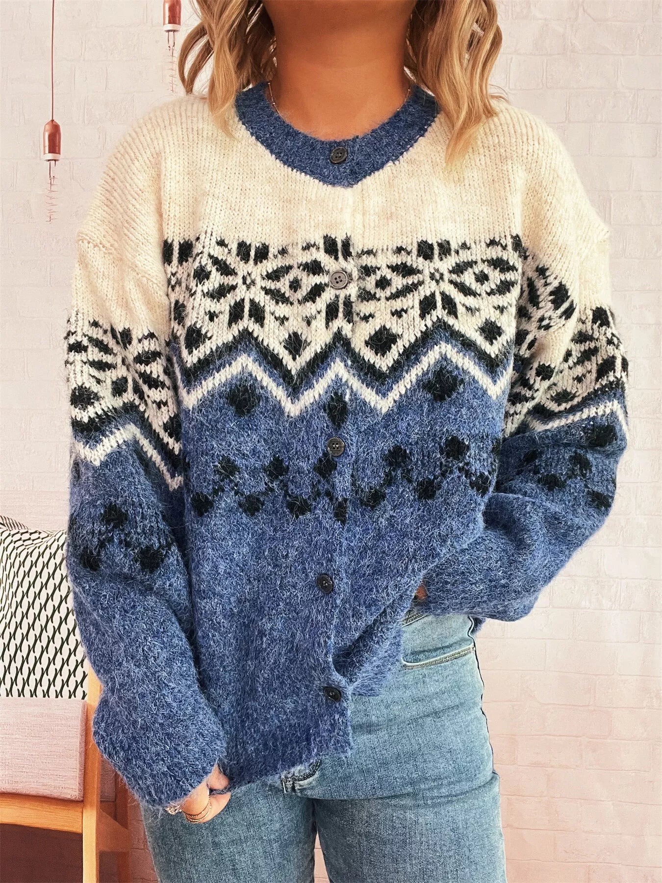 Christmas Button Up Drop Shoulder Cardigan bb3c57e8be854046b9a05fd5d95e5f52-Max-Origin