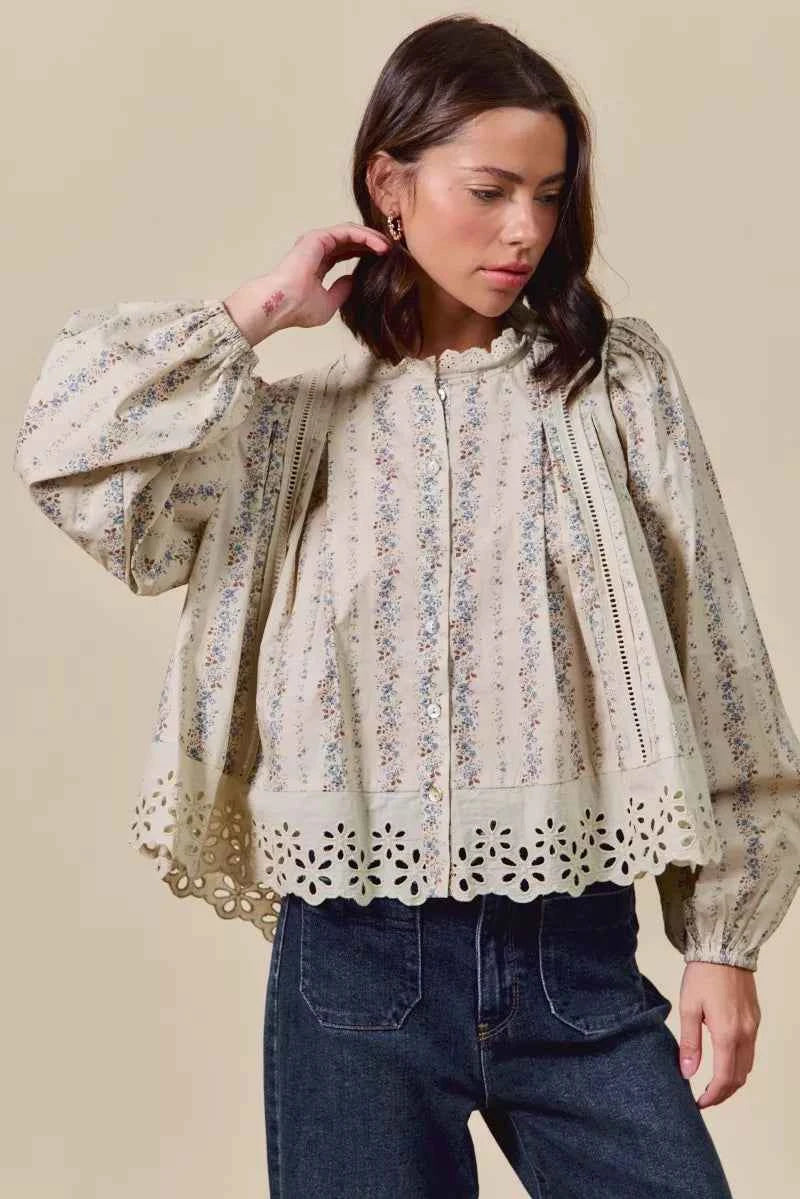 SO ME Floral Print Lace Button Down Shirt bb4fbc63a90940e9ba1b675502c020ff-Max-Origin