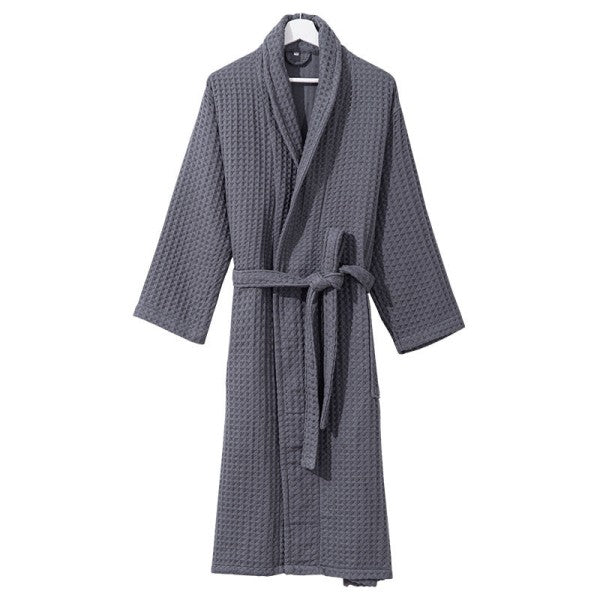 Cotton Waffle Bathrobe, Unisex Knee Length Spa, Hotel bb535b23-76f9-4526-8428-216a000d2666