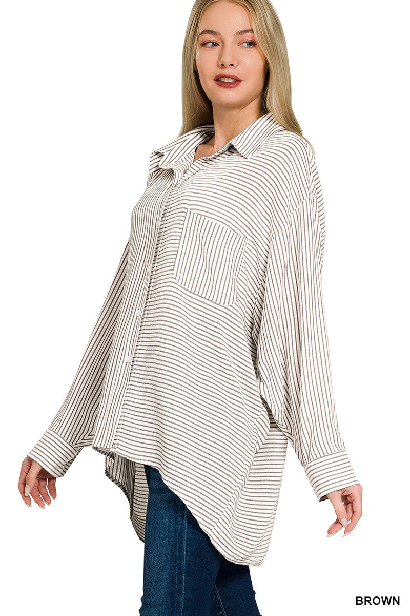 Woven Stripe Button Down Shirt bb5a68a785ff499c9ee68a754d469153-Max