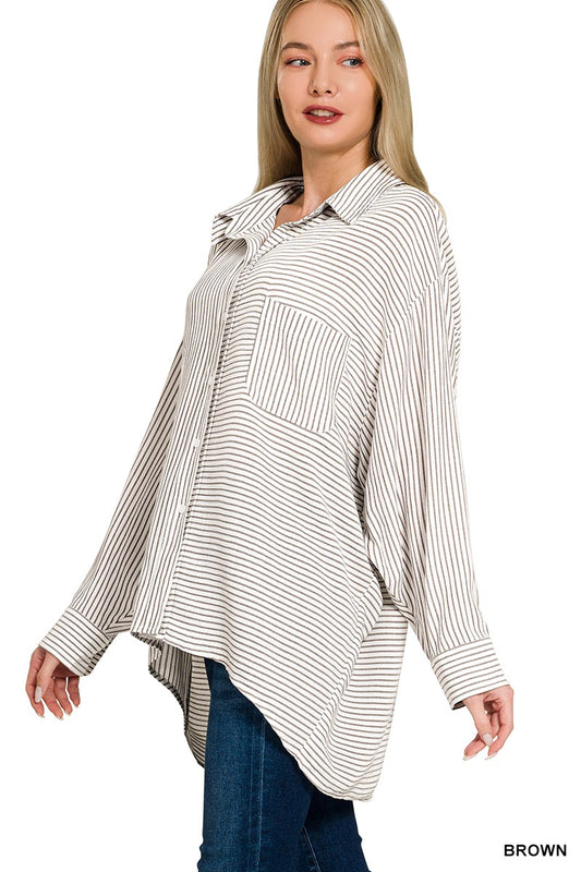 Woven Stripe Button Down Shirt bb5a68a785ff499c9ee68a754d469153-Max