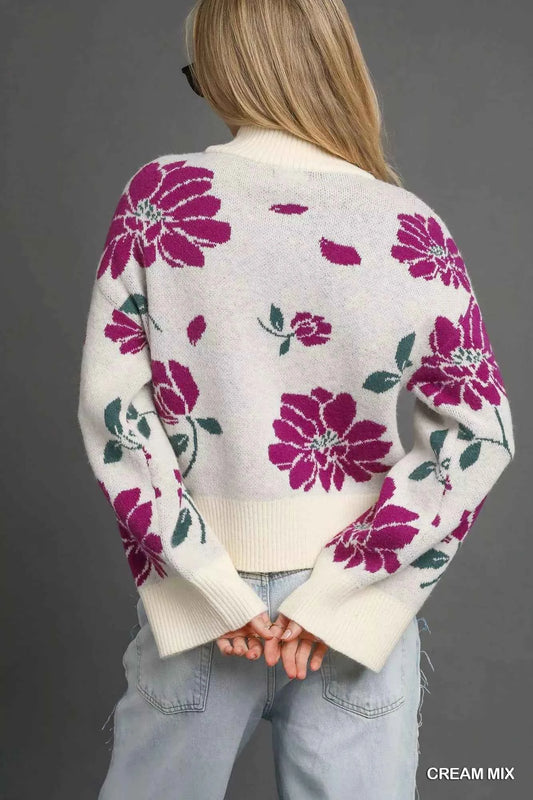 Floral Patterned Mock Neck Sweater bb6218dc-c78e-42f9-aca1-10d81d1aeabd-Max-Origin