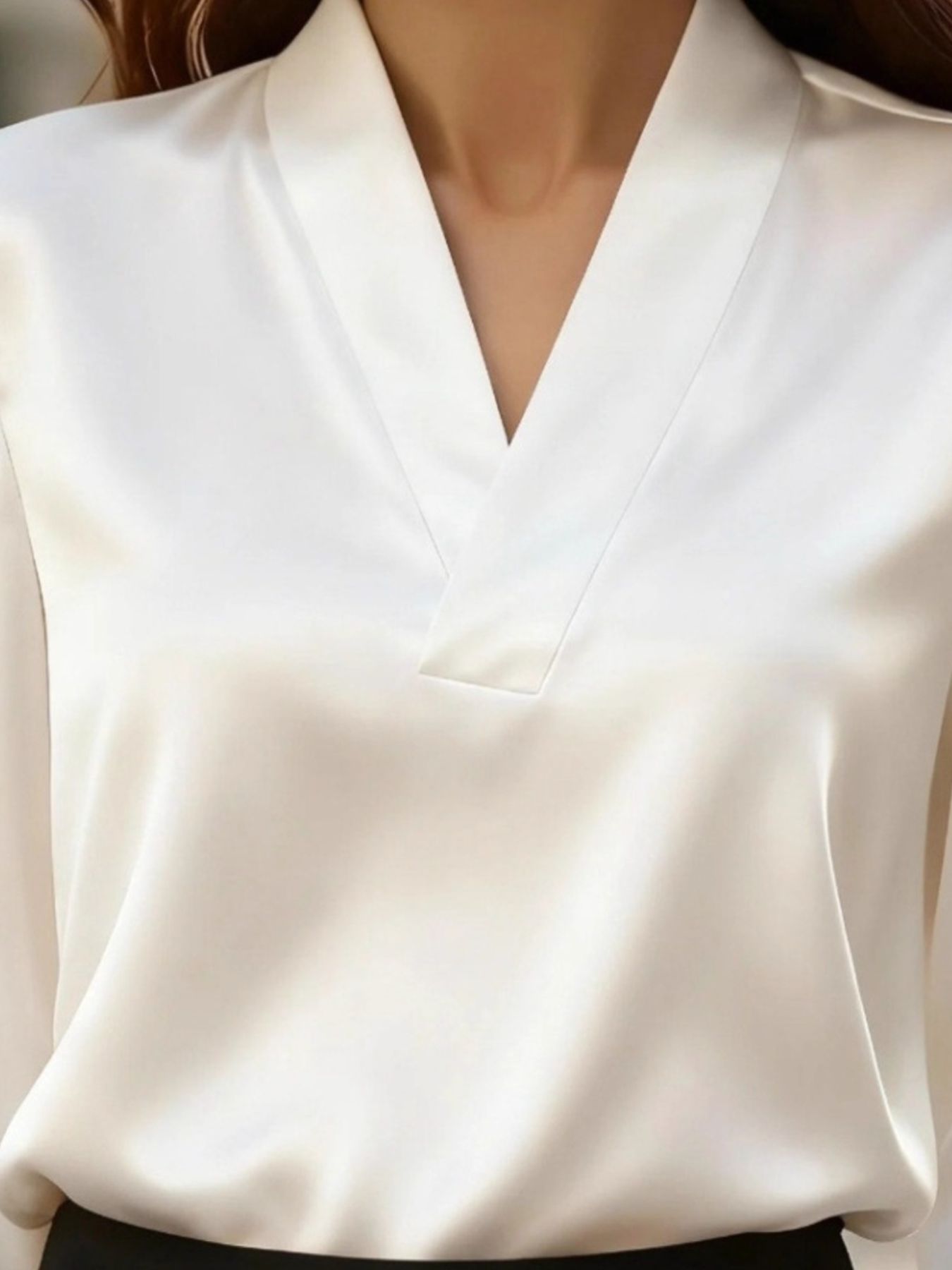 V-Neck Long Sleeve Satin Blouse bb6692fc-95a4-492c-a823-f8fd22fca2a2-Max