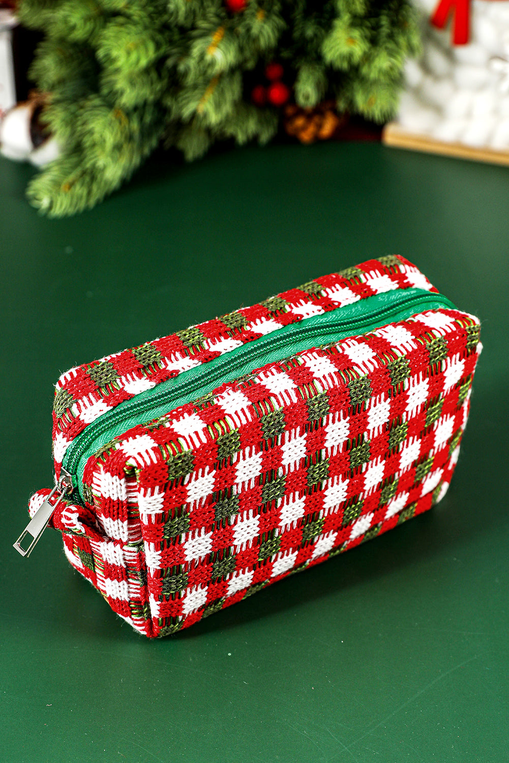 Racing Red Christmas Crochet Zipper Makeup Bag bb6f7c58de5de028