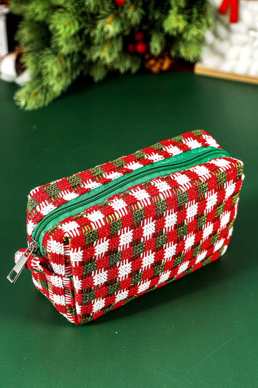 Racing Red Christmas Crochet Zipper Makeup Bag bb6f7c58de5de028