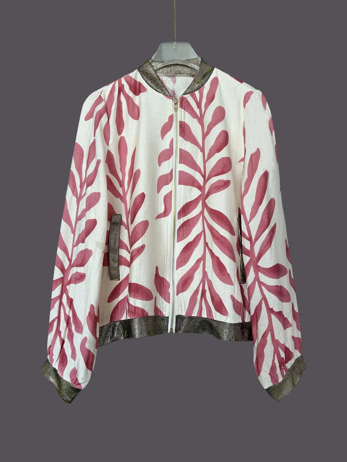 Printed Zip Up Long Sleeve Jacket bb8cf77465b4411689825867b37d625a-Max-Origin