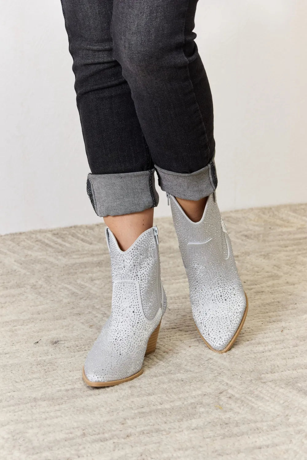 East Lion Corp Rhinestone Ankle Cowboy Boots Clear Rhinestone bb900fa0815f4be1ab83d9f908ce9820-Max