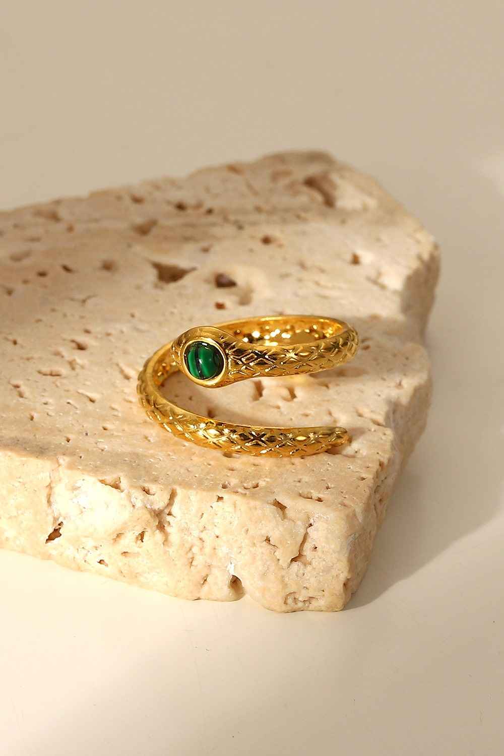 Snake Charmer Malachite Snake-Shaped Bypass Ring bbabf083cbb642f89013d31eecd2da7d-Max