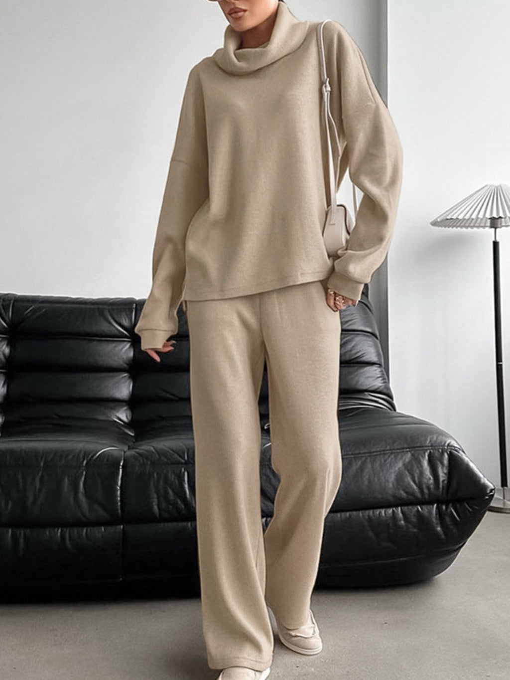 Turtleneck Long Sleeve Top and Pants Set Khaki bbb09d0a-d0c7-495d-81df-1c754e147954-Max