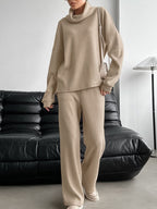 Turtleneck Long Sleeve Top and Pants Set Khaki bbb09d0a-d0c7-495d-81df-1c754e147954-Max