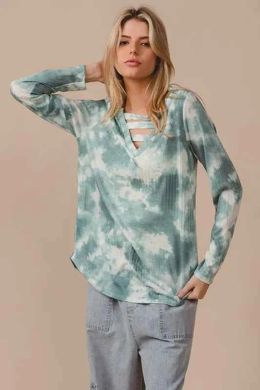 BiBi Variegated Tie Dye Rib V-Neck Top with Strapped bbb1230a33a84ecda34b597d41a7a277-Max-Origin